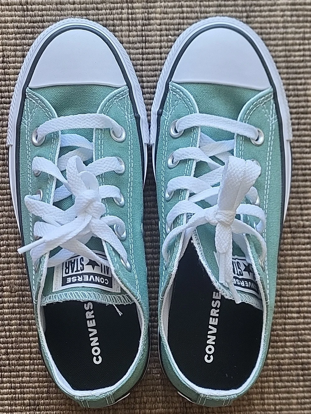 Converse Kids Low Top Sneakers in Mint Green and White